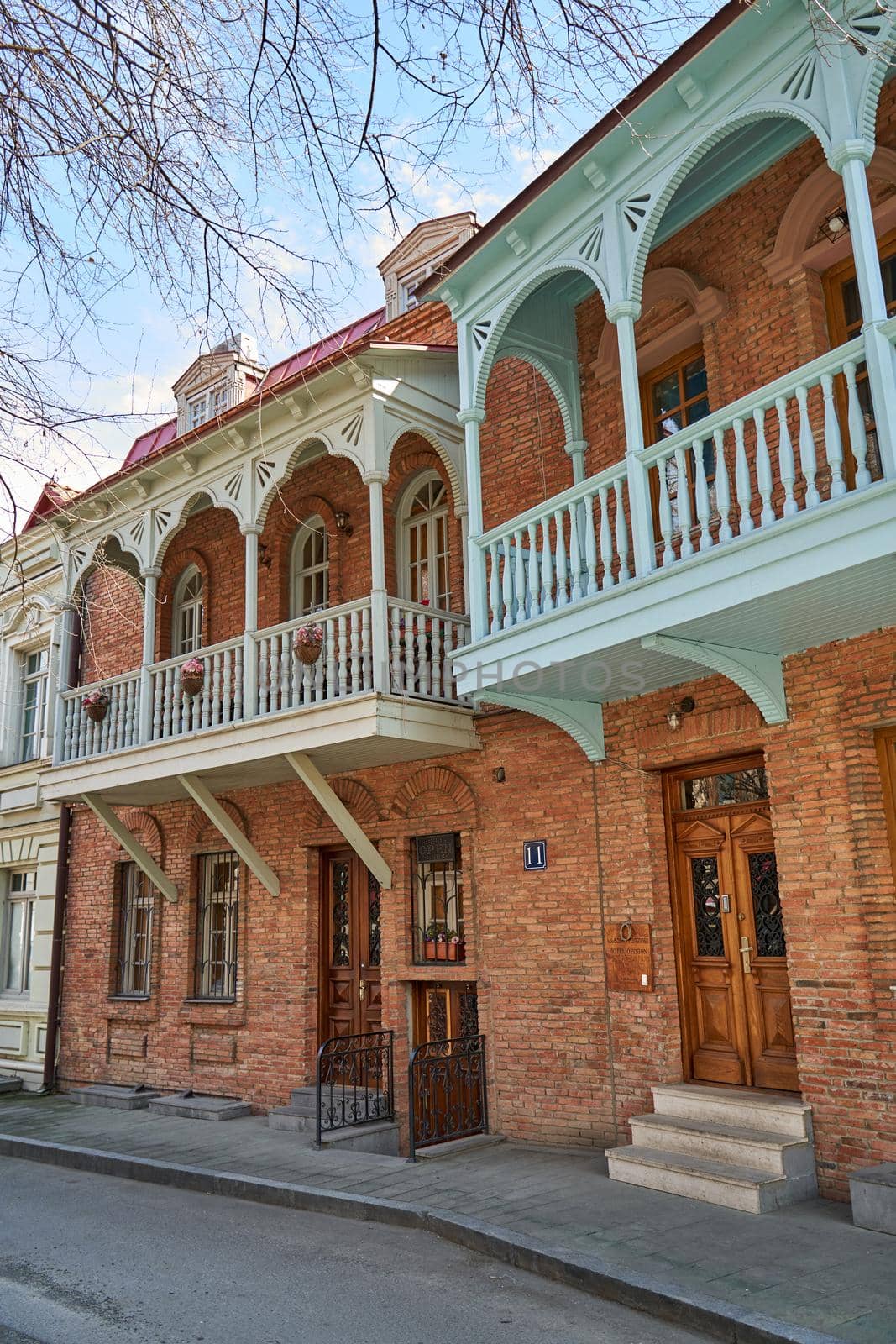 Authentic architecture of a cozy area of the old city of Tbilisi.