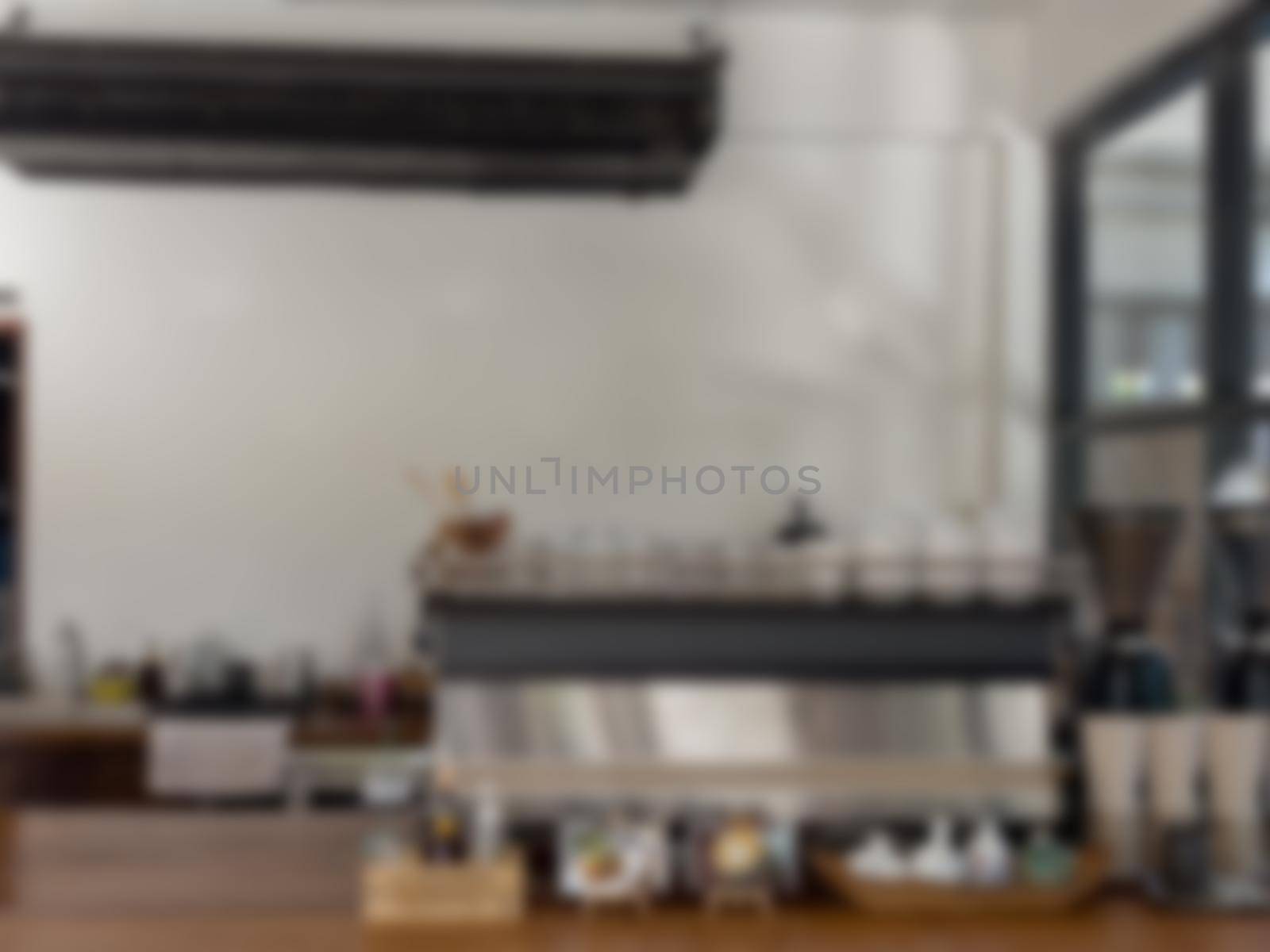 Coffee shop blur background with bokeh, stock photo