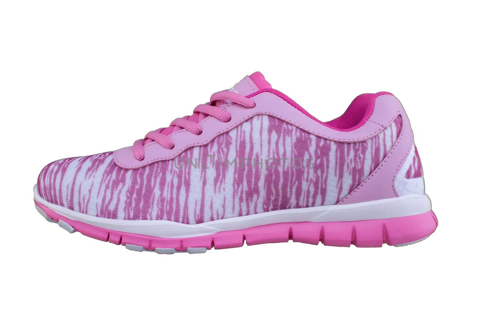 Sneaker pink. Sport shoes on white background