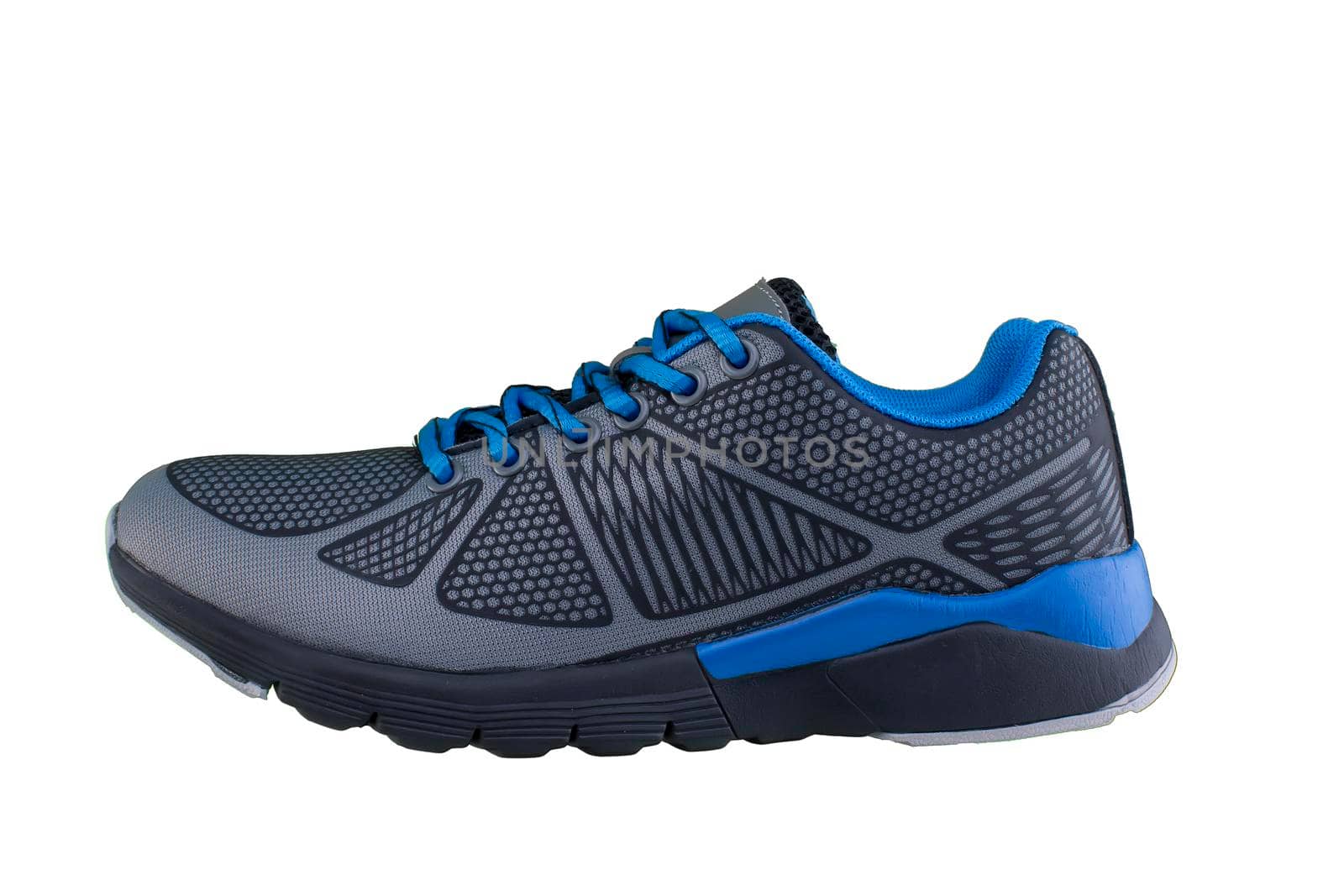 Sneakers black and blue. Sport shoes on white background