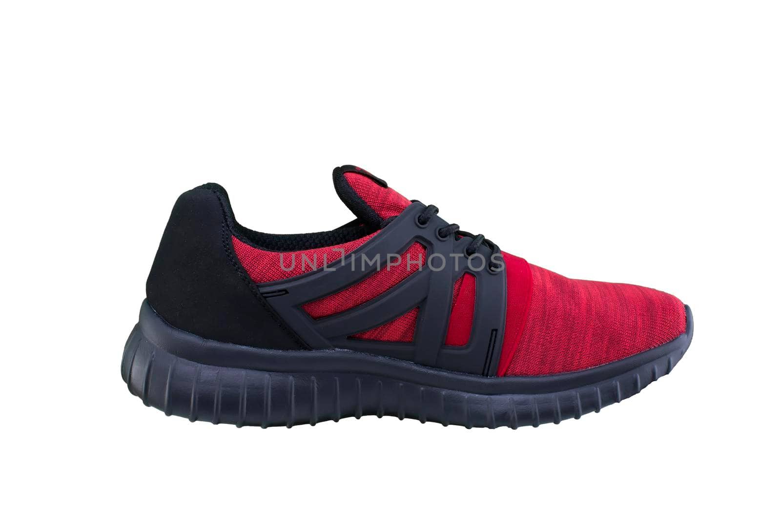 Sneakers black and red. Sport shoes on white background