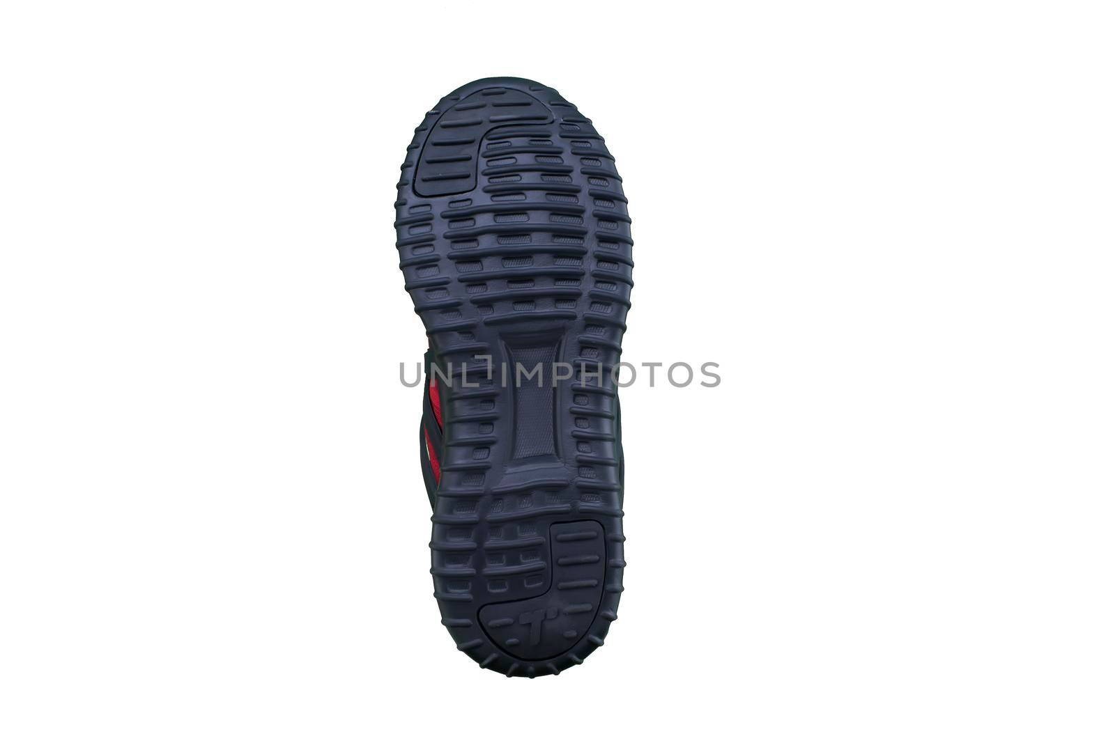 Black sole with sneakers on a white background.