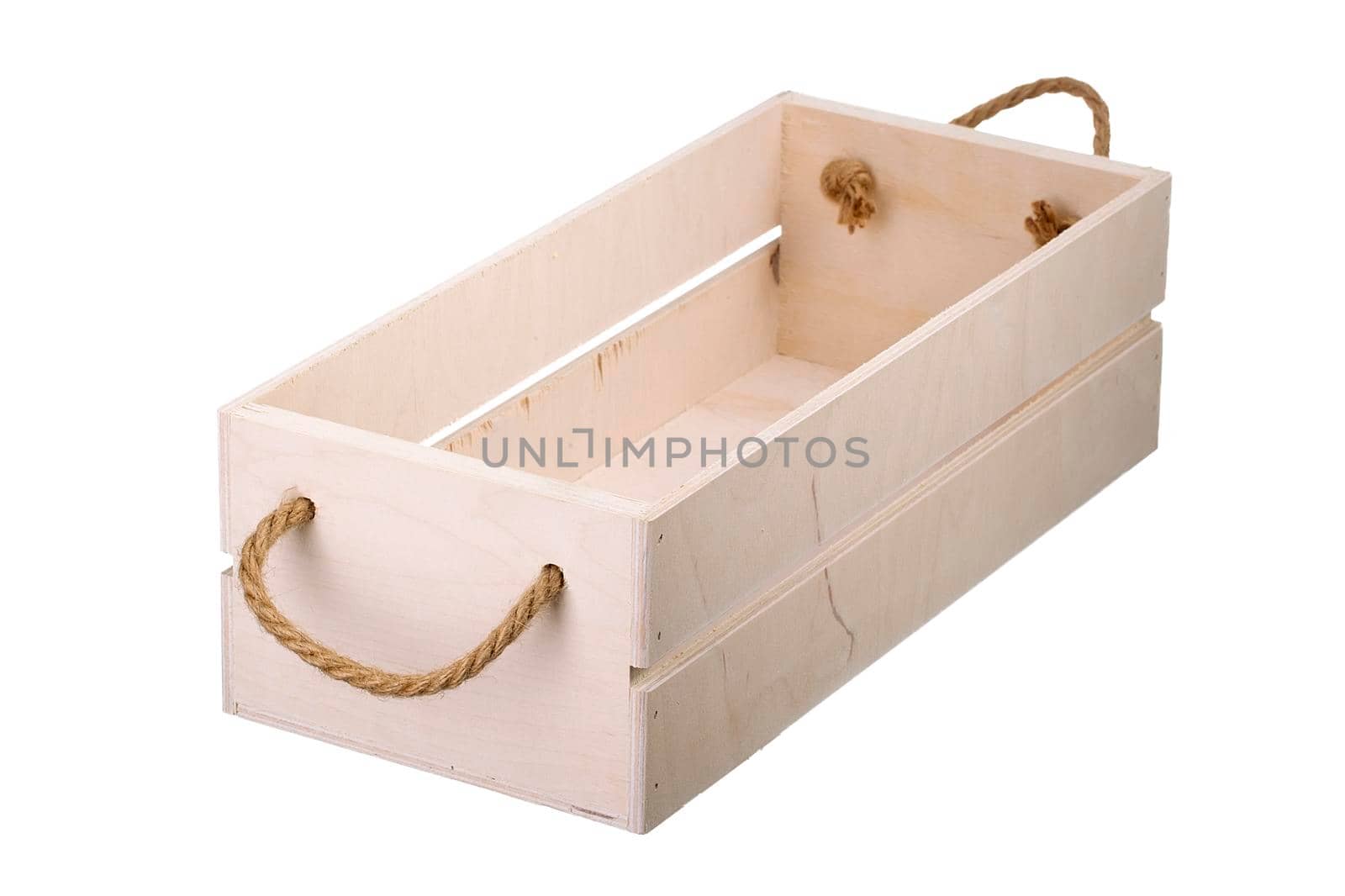 Wooden box on a white background. Storage box