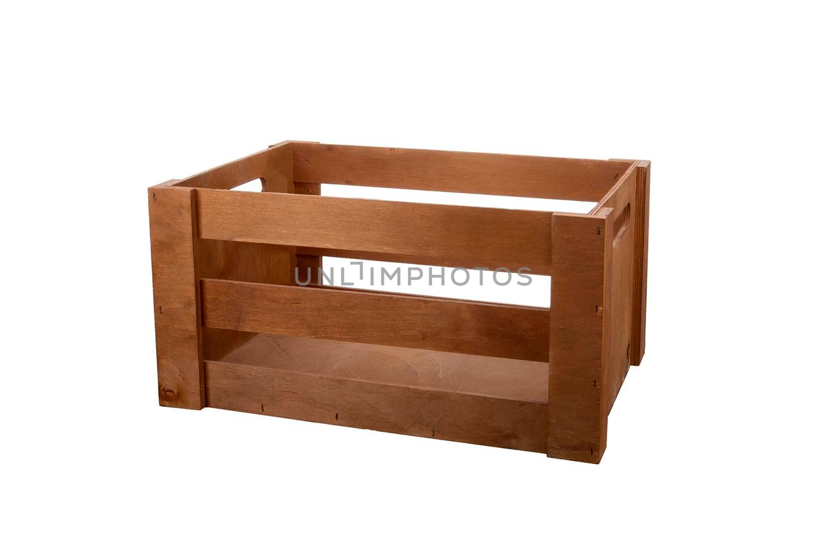 Wooden box on a white background. Storage box