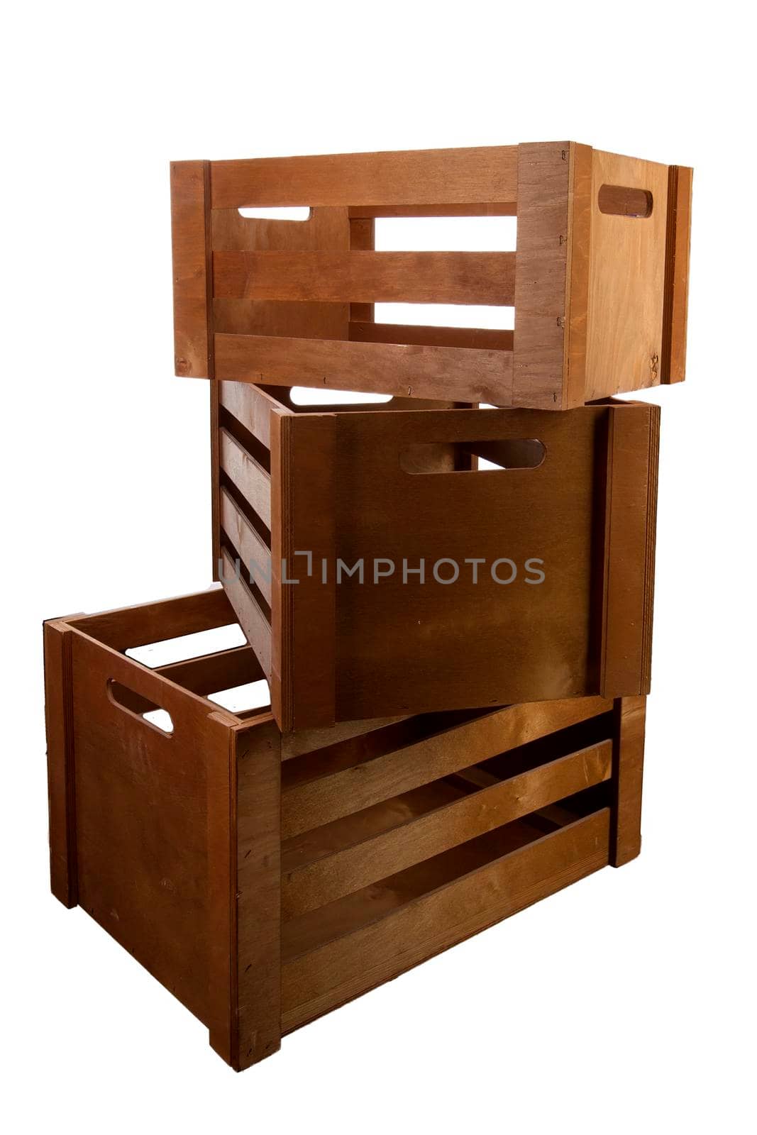 Three wooden crates. Boxes for packing goods
