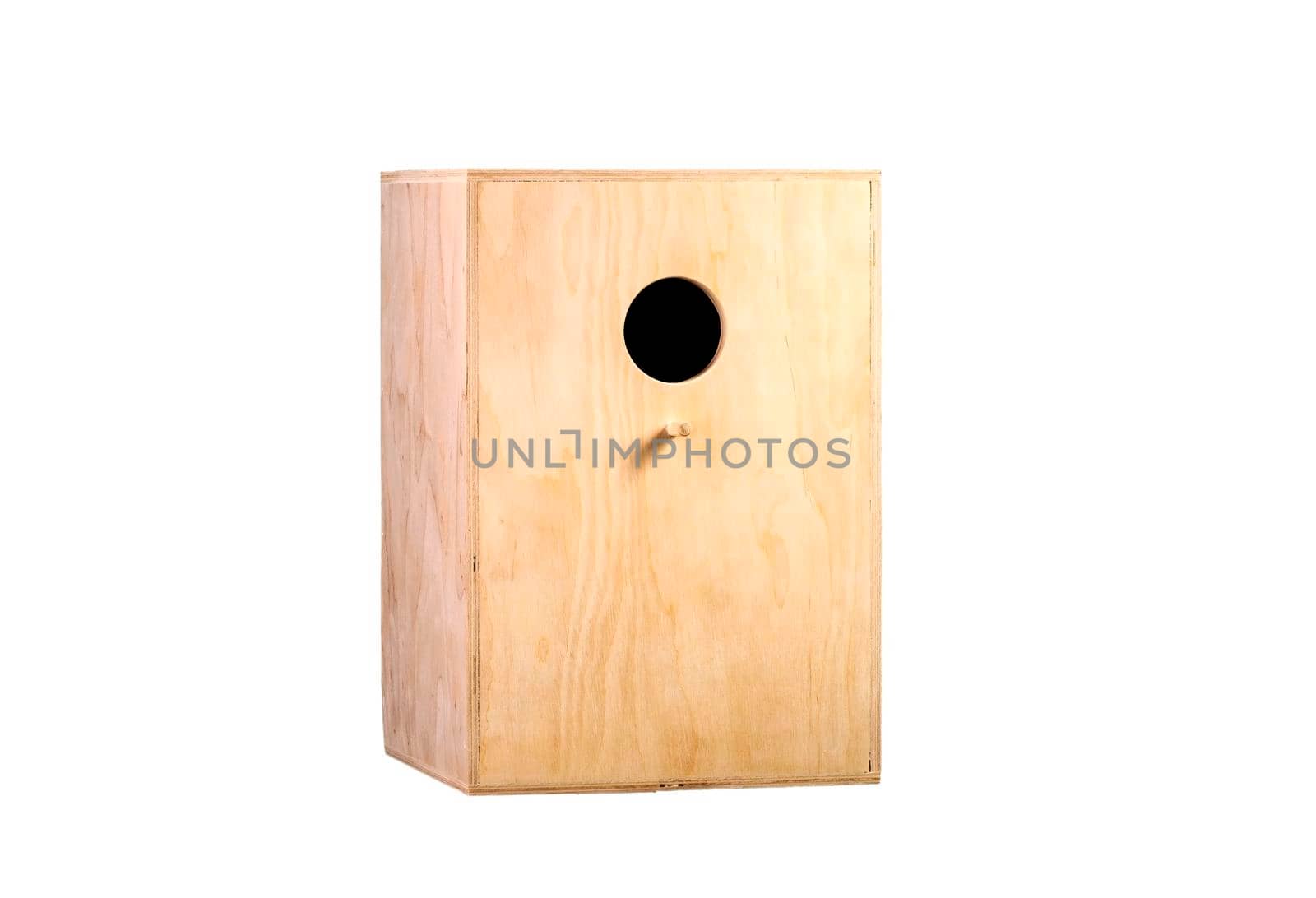 Wooden birdhouse on a white background