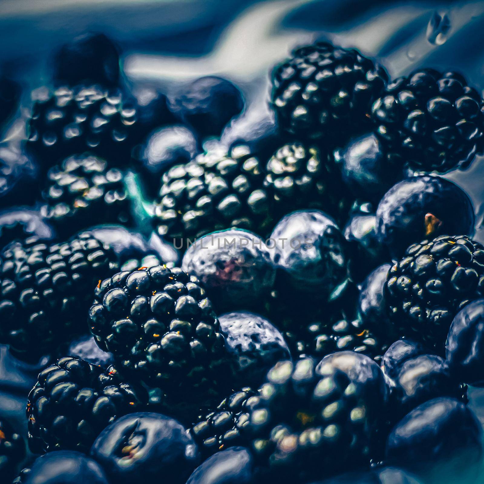 Blueberries and blackberries as fruit background, healthy food and berry juice, vegan snack and diet nutrition by Anneleven