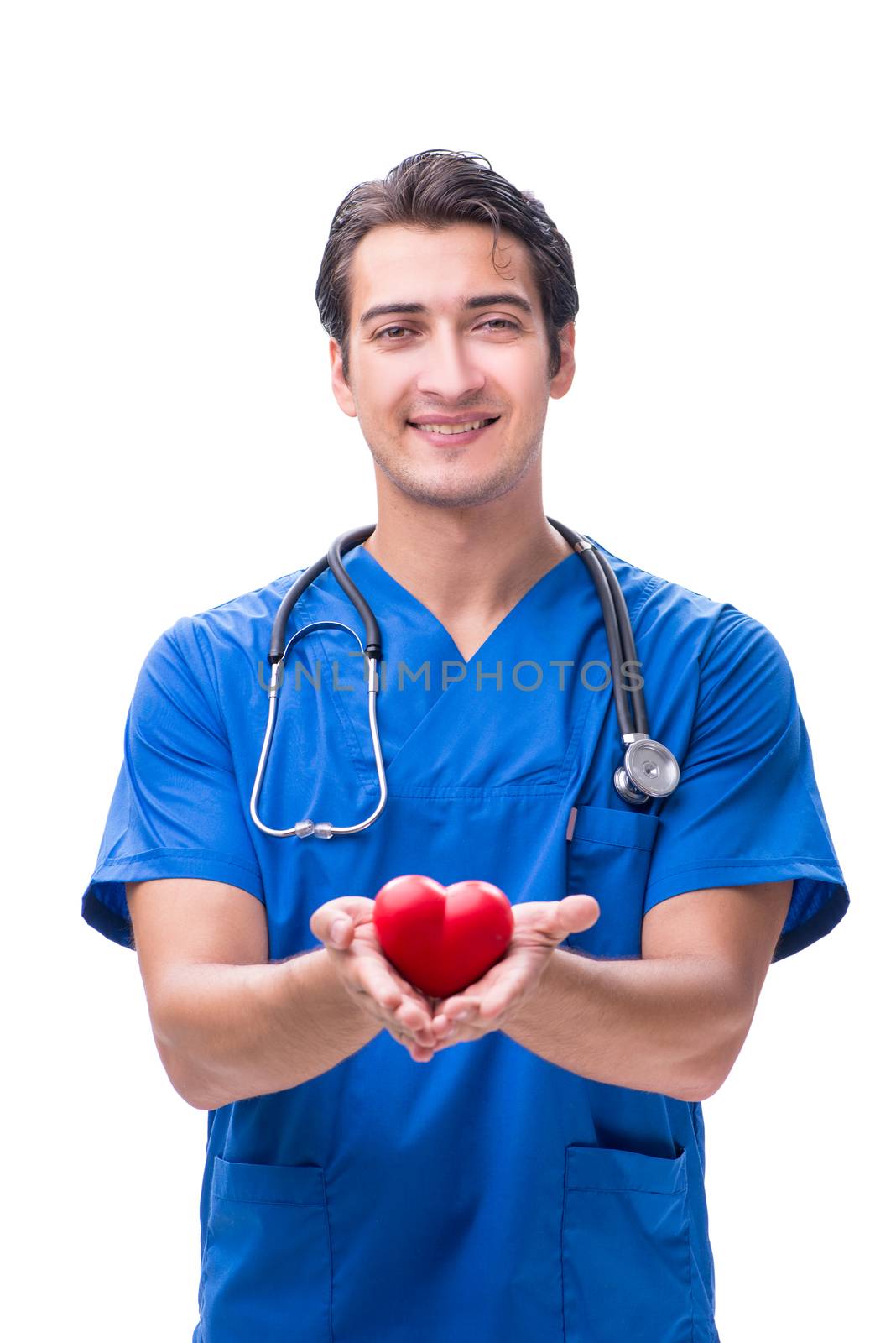 Young doctor in heart care concept by Elnur