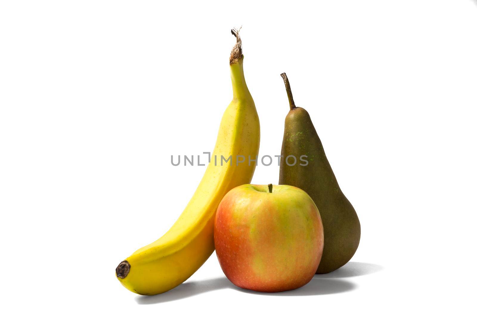 Apple, Pear, Banana isolated in white by LeoniekvanderVliet