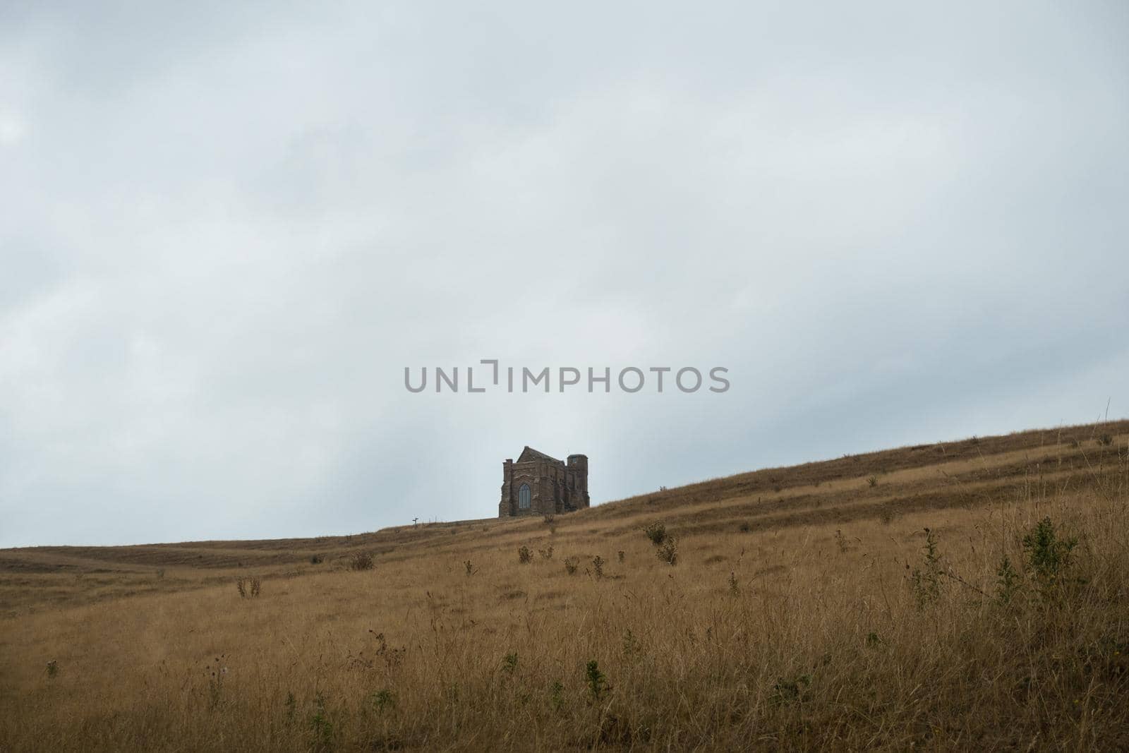 Abbotsbury, Dorset, UK july 27, 2018 a view of the St Catherine's chapel and surrounding meadow in the Jurassic coastal belt