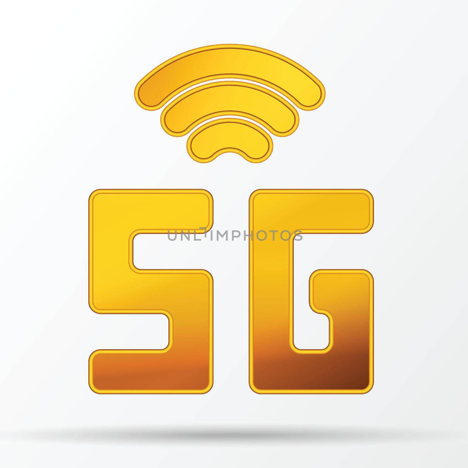 Vector golden icon network sign 5G. 5g internet technology symbol in minimalism style. Business infographic. Vector template design for creative business concept, banner, workflow layout by allaku