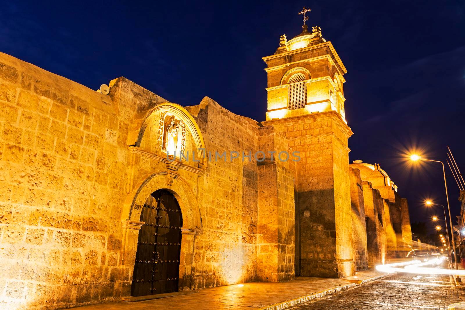 Monasterio de Santa Catalina in Arequipa at night. Arequipa, Peru.