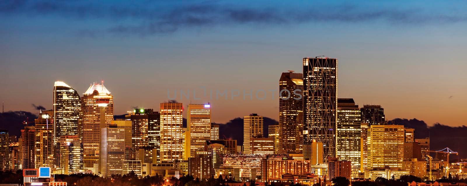 Panorama of Calgary at sunrise by benkrut