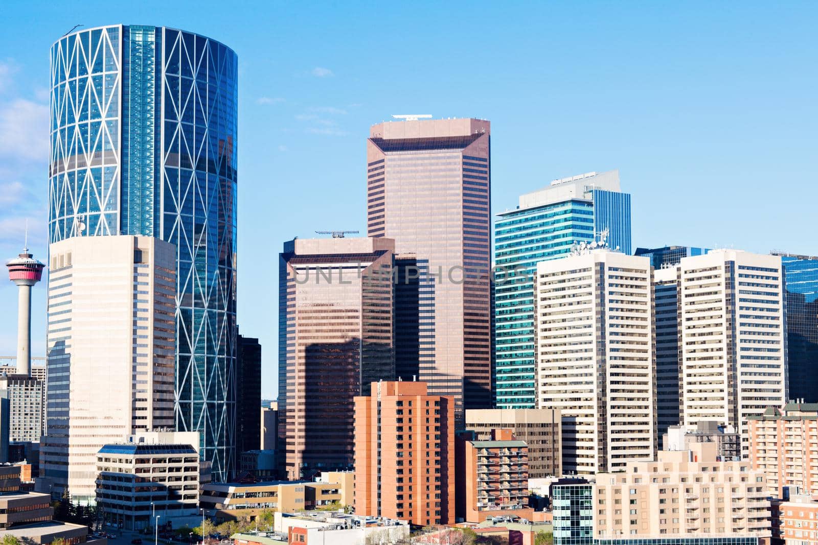 Panorama of modern Calgary skyline. Calgary, Alberta, Canada.