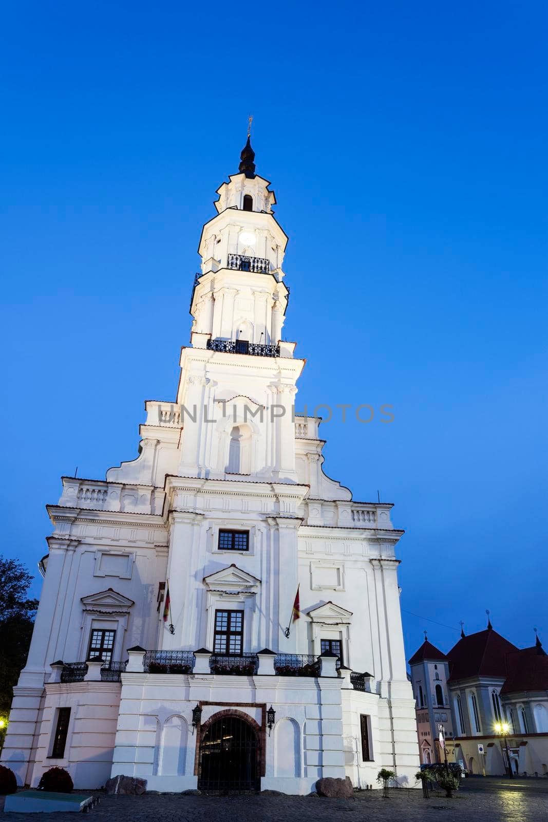 Town Hall of Kaunas before sunrise. Kaunas, Lithuania. 