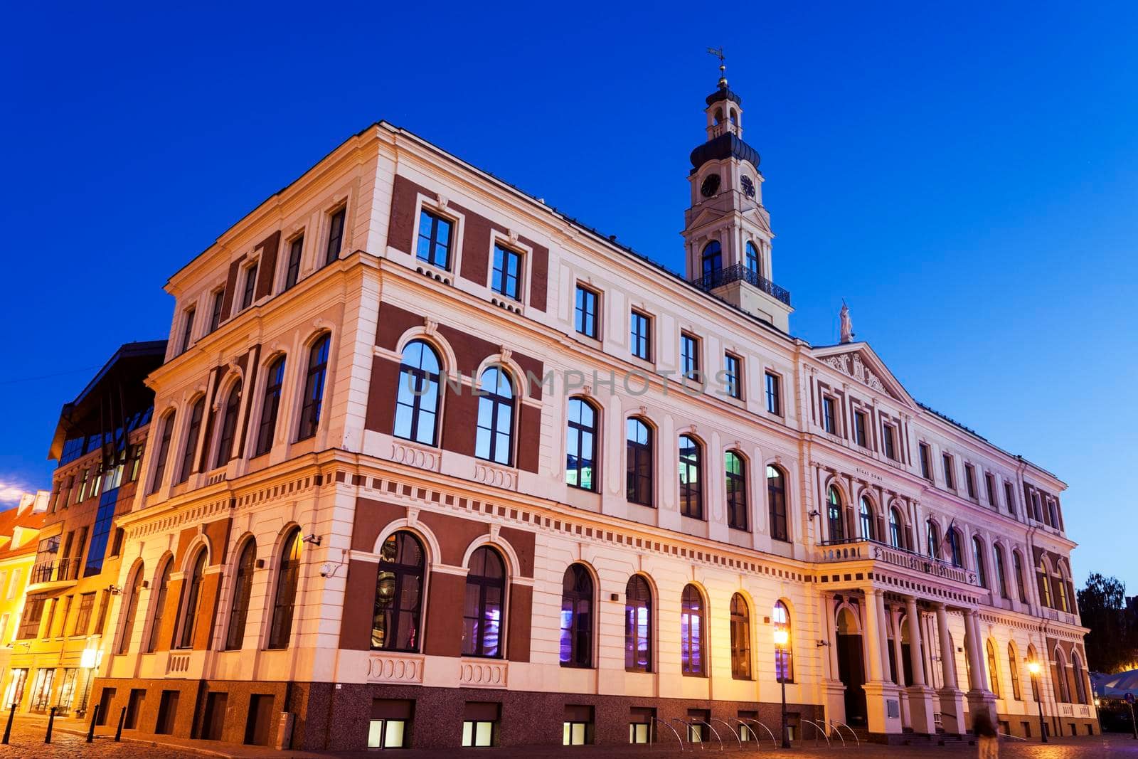 Riga City Hall at night. Riga, Latvia.