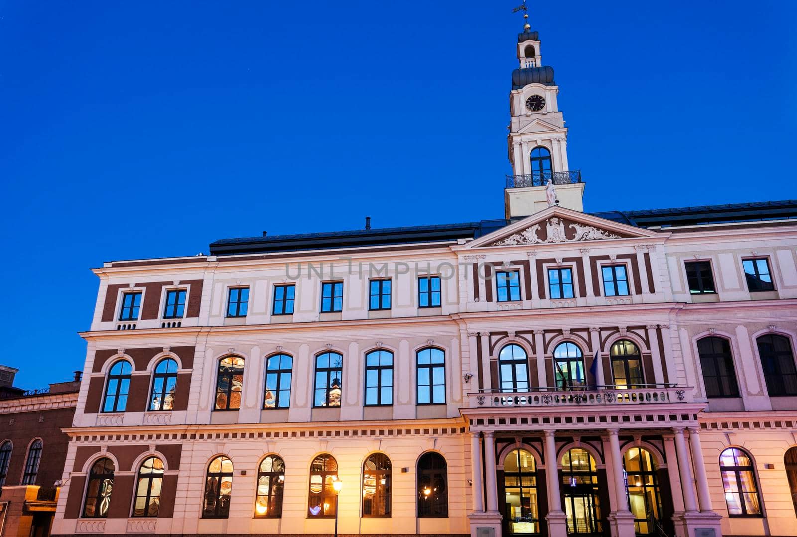 Riga City Hall at night. Riga, Latvia.