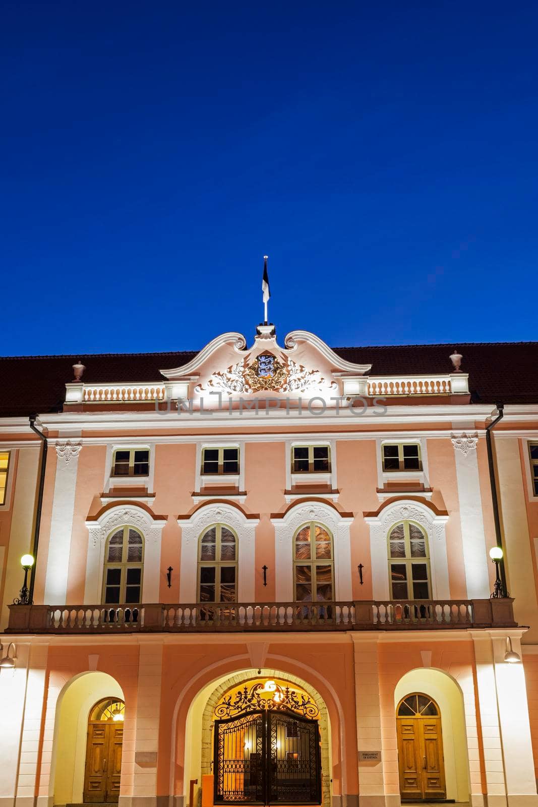 Estonian Parliament during the evening. Tallin, Estonia.