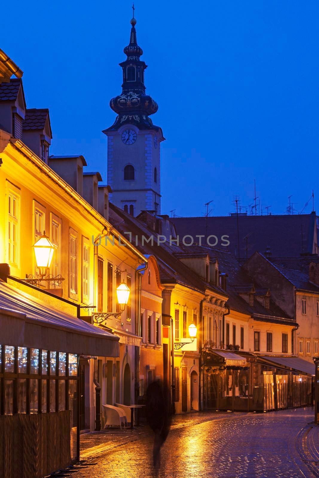 Streets of Zagreb old town and St. Mary's Church  by benkrut