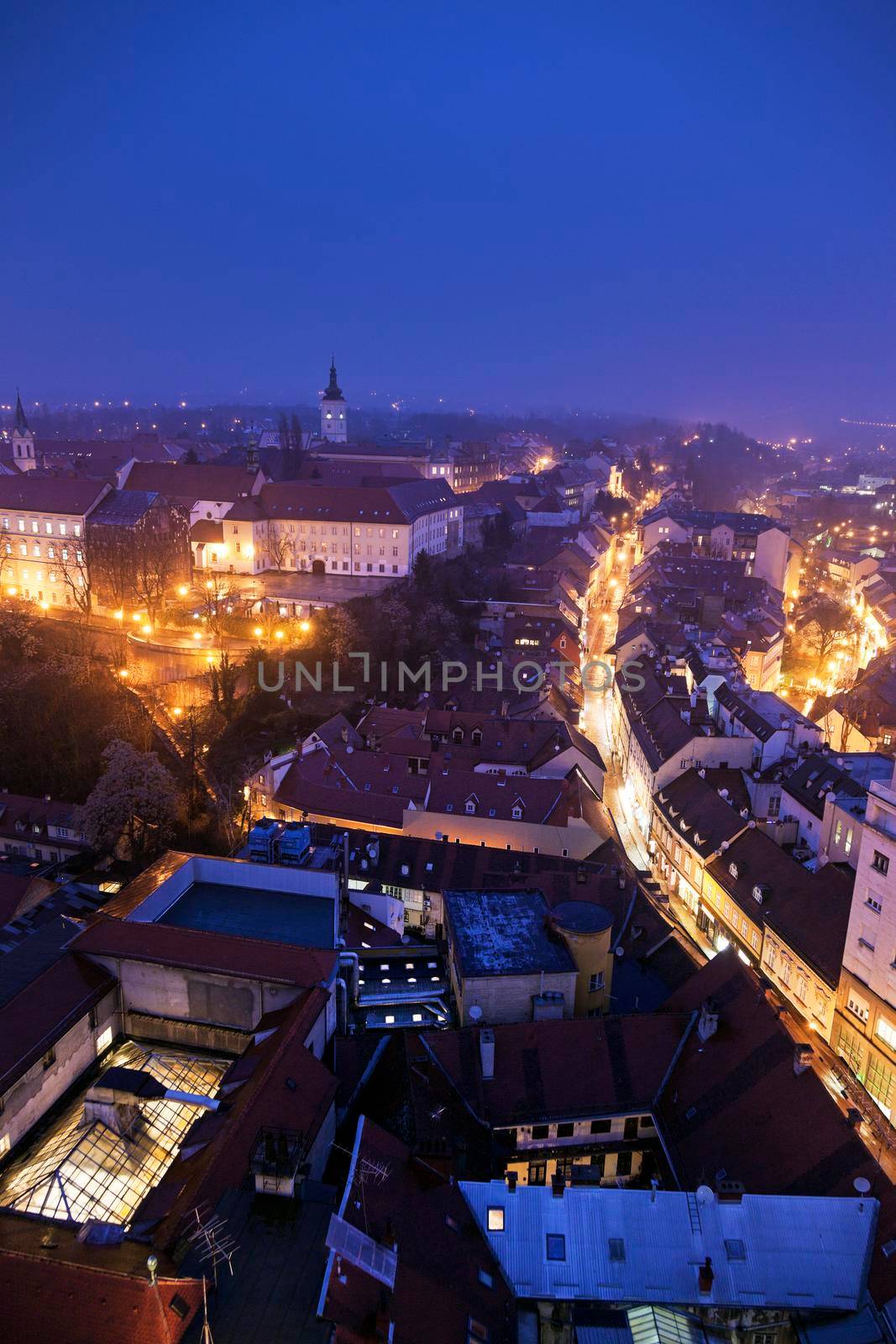 Old town of Zagreb - aerial view. Zagreb, Croatia