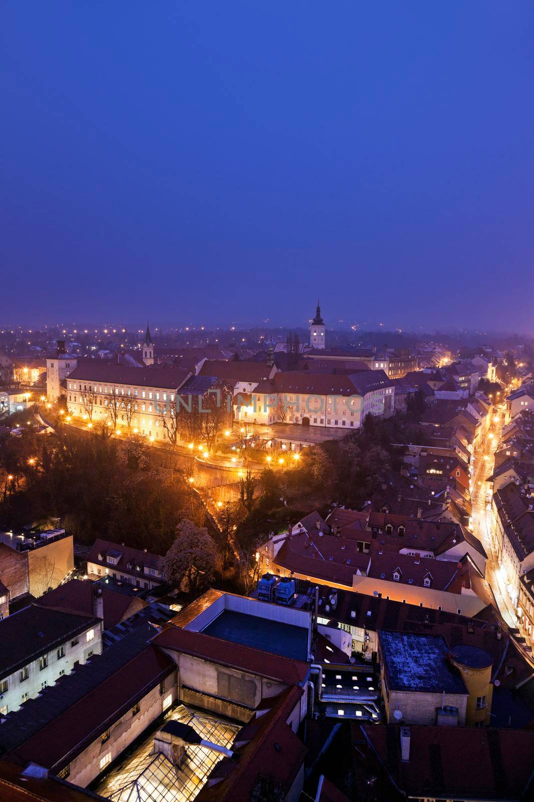 Old town of Zagreb at night. Zagreb, Croatia