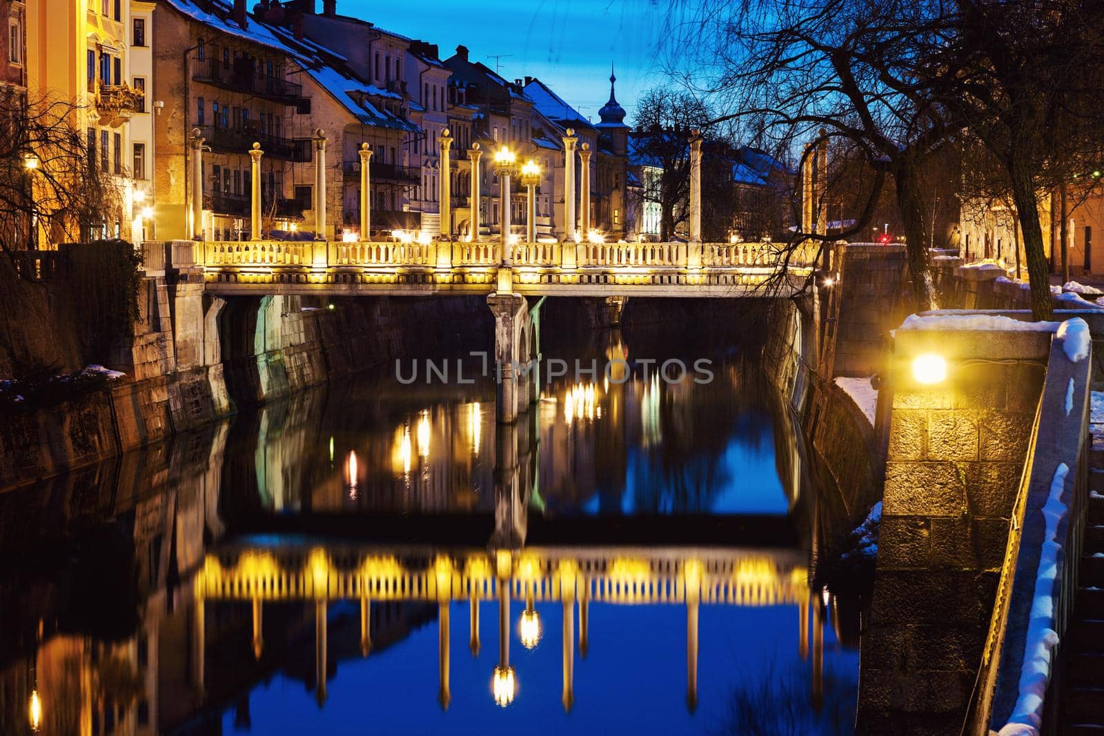Architecture along Ljubljanica River. Ljubljana, Slovenia