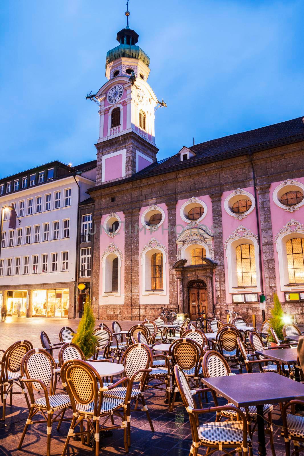 Innsbruck - Old town at evening. Innsbruck, Tyrol, Austria.