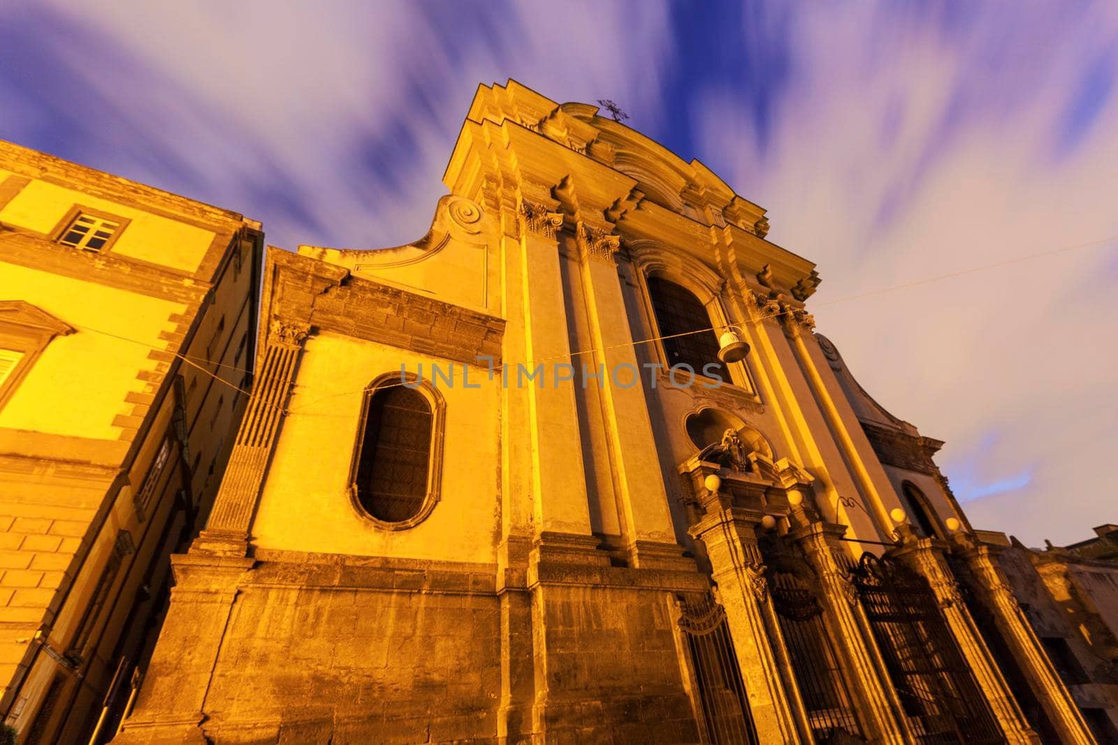 Church in Naples at sunrise. Naples, Campania, Italy