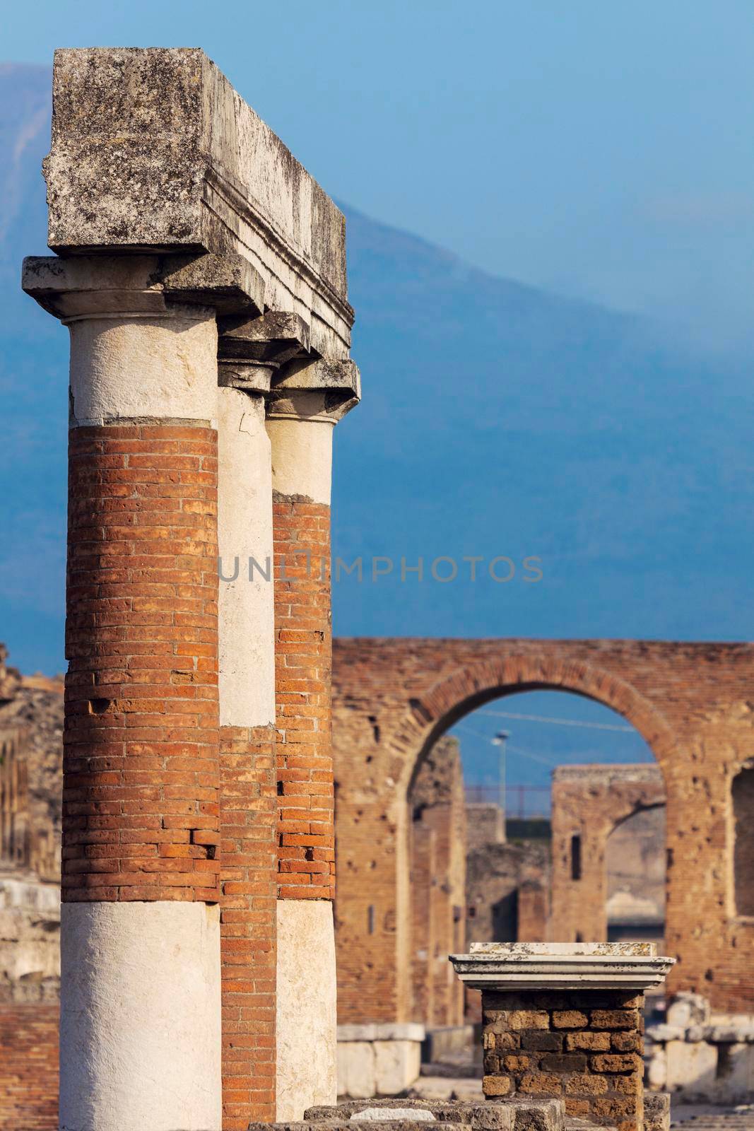 Pompei ruins and Vesuvio. Pompei, Campania, Italy.