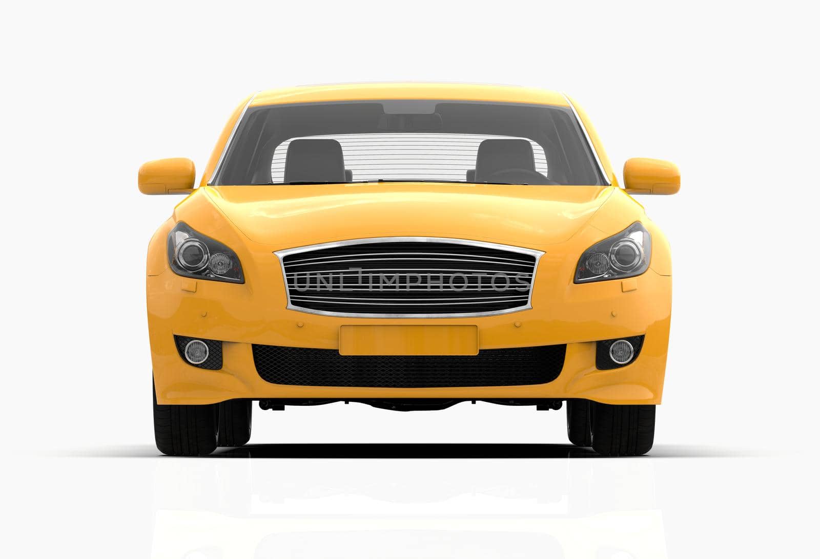 Generic and Brandless Car Isolated on White 3d Illustration, Contemporary Sedan Studio, Dealership Automobile Industry, Auto Transport, Infographics Automotive Background, City Vehicle Template