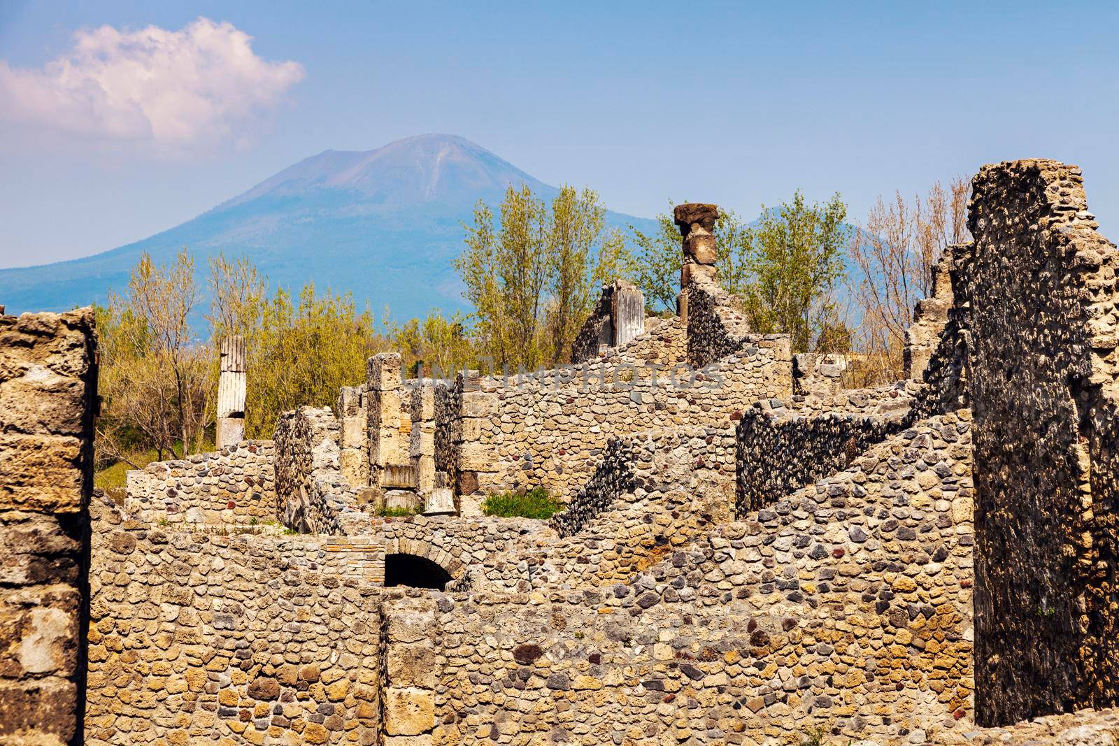 Pompei ruins and Vesuvio. Pompei, Campania, Italy.