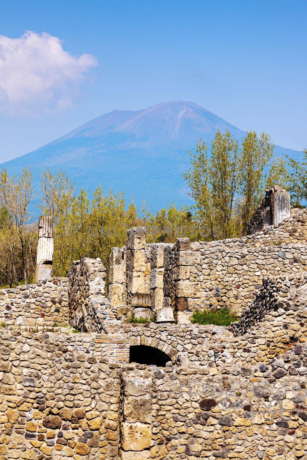 Pompei ruins and Mount Vesuvius. Pompei, Campania, Italy.