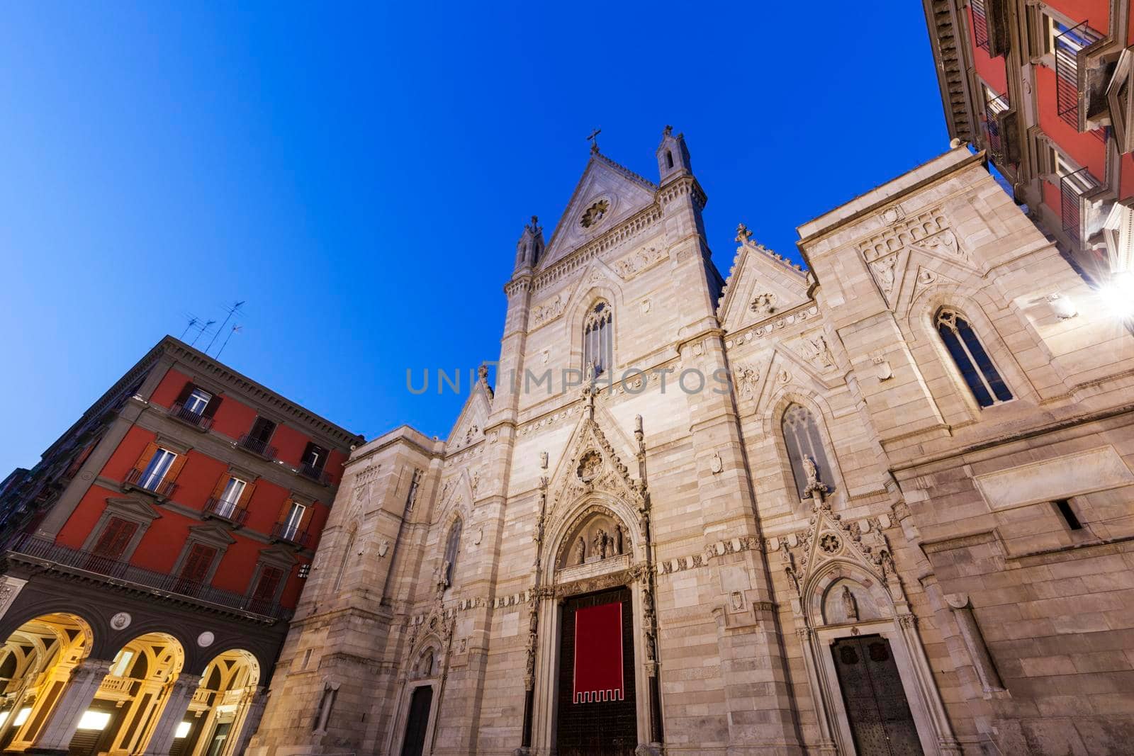 Naples Cathedral at night. Naples, Campania, Italy