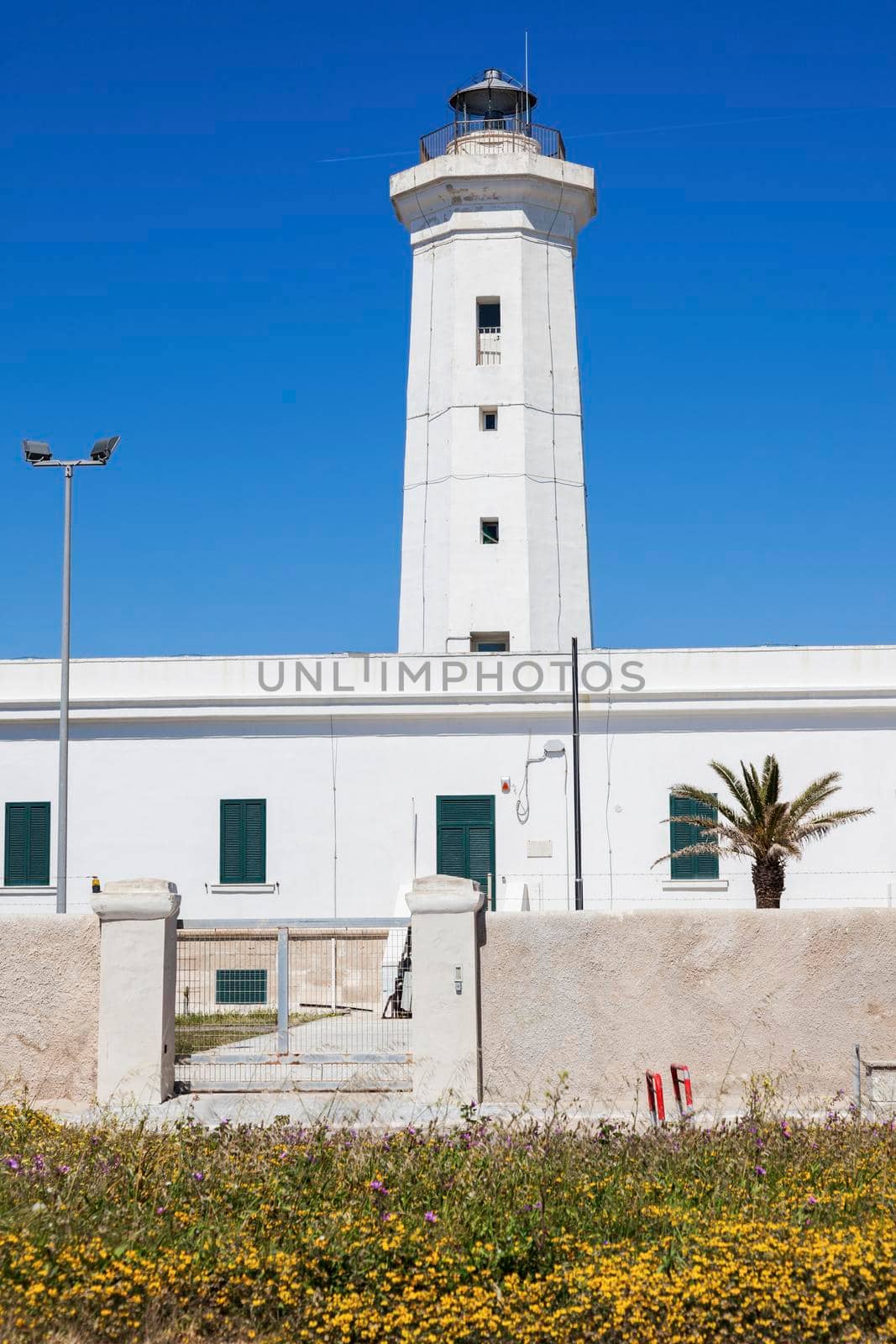 Lighthouse in San Cataldo. San Cataldo, Apulia, Italy.