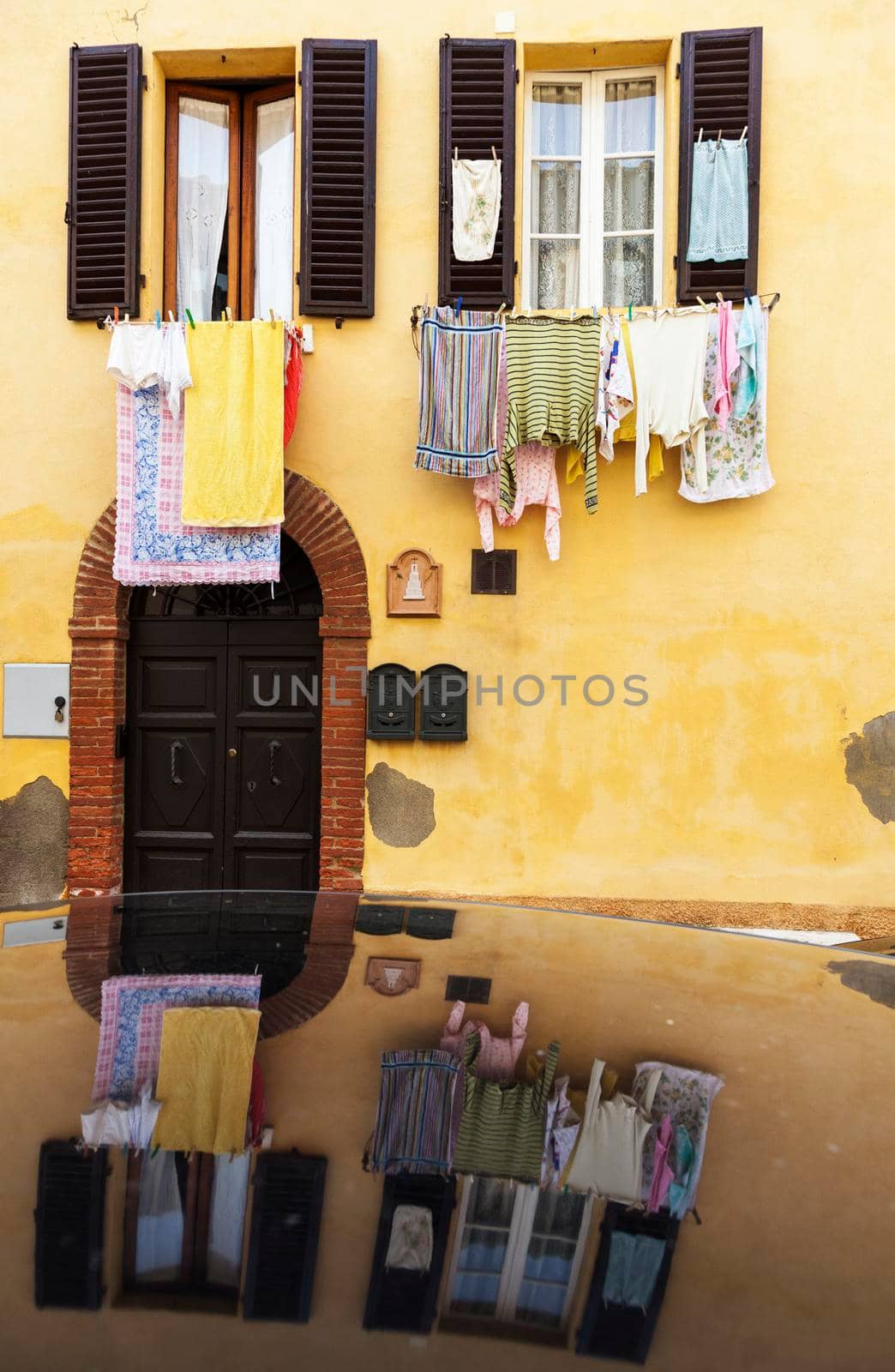 Hanging loundry - seen in Tuscany. Tuscany, Italy.