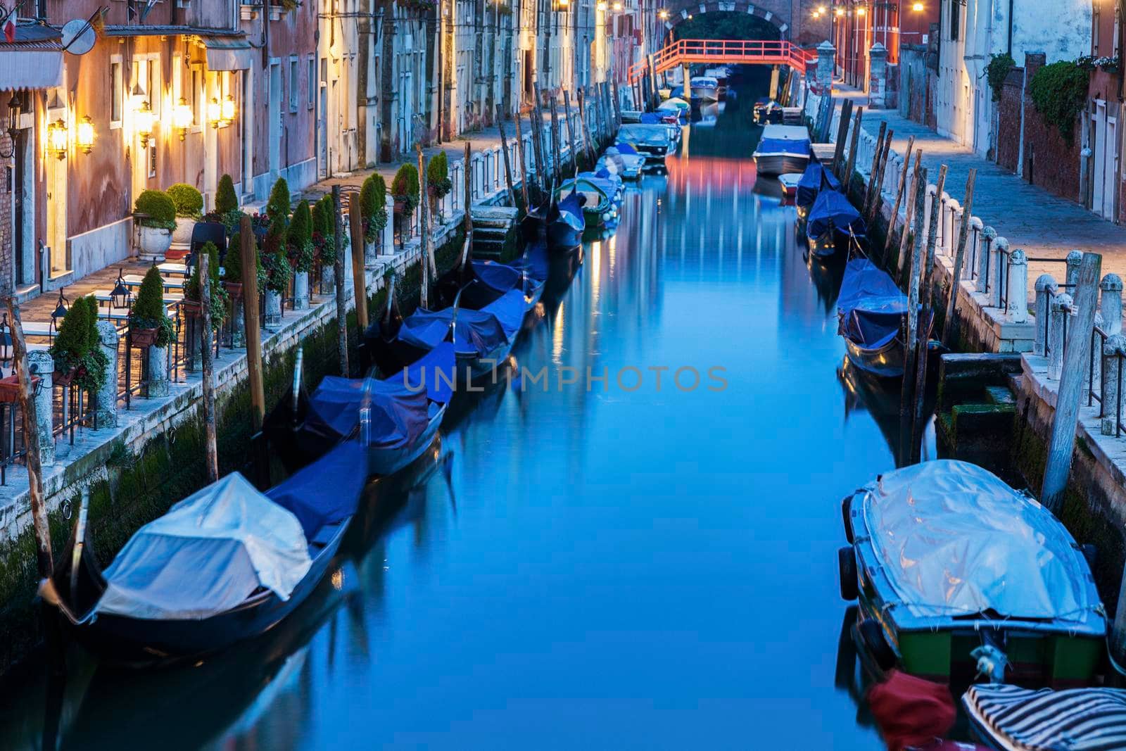 Venice canals at night. Venice, Veneto, Italy