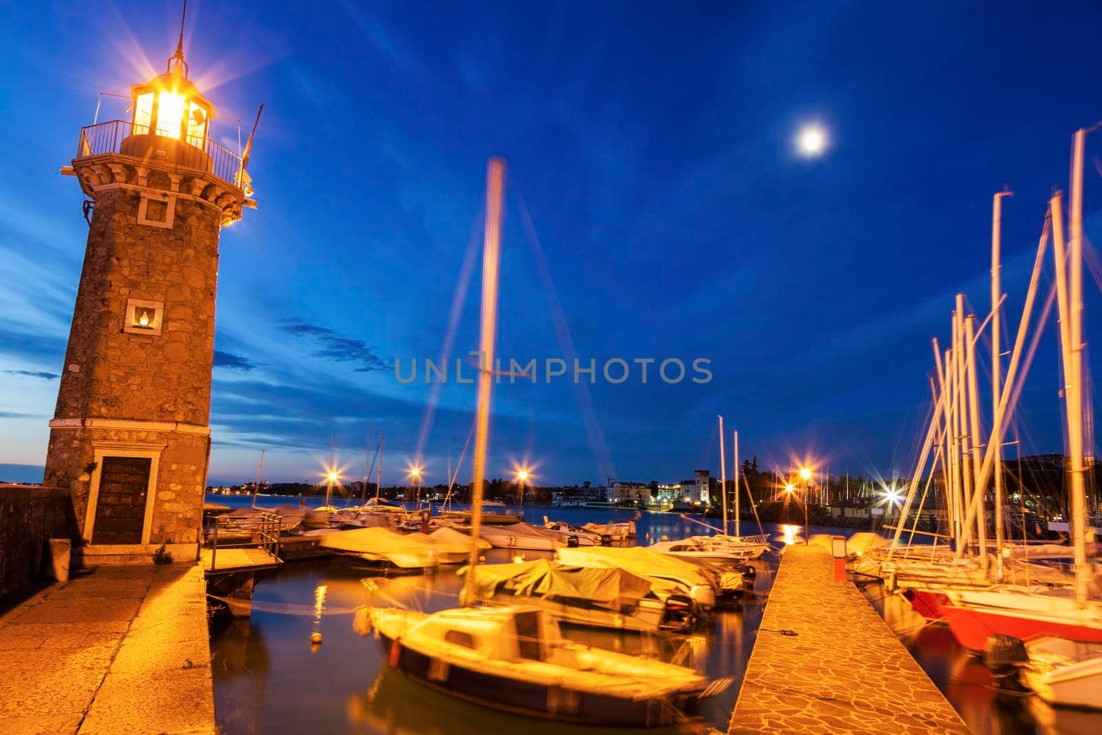 Lighthouse in Desenzano del Garda. Desenzano del Garda, Lombardy, Italy.
