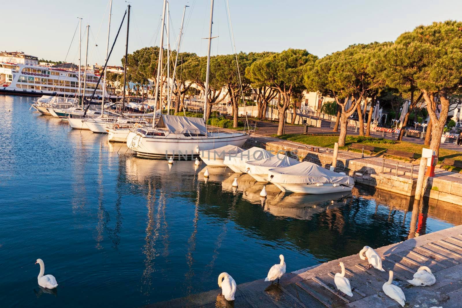 Desenzano Harbor in Desenzano del Garda. Desenzano del Garda, Lombardy, Italy.