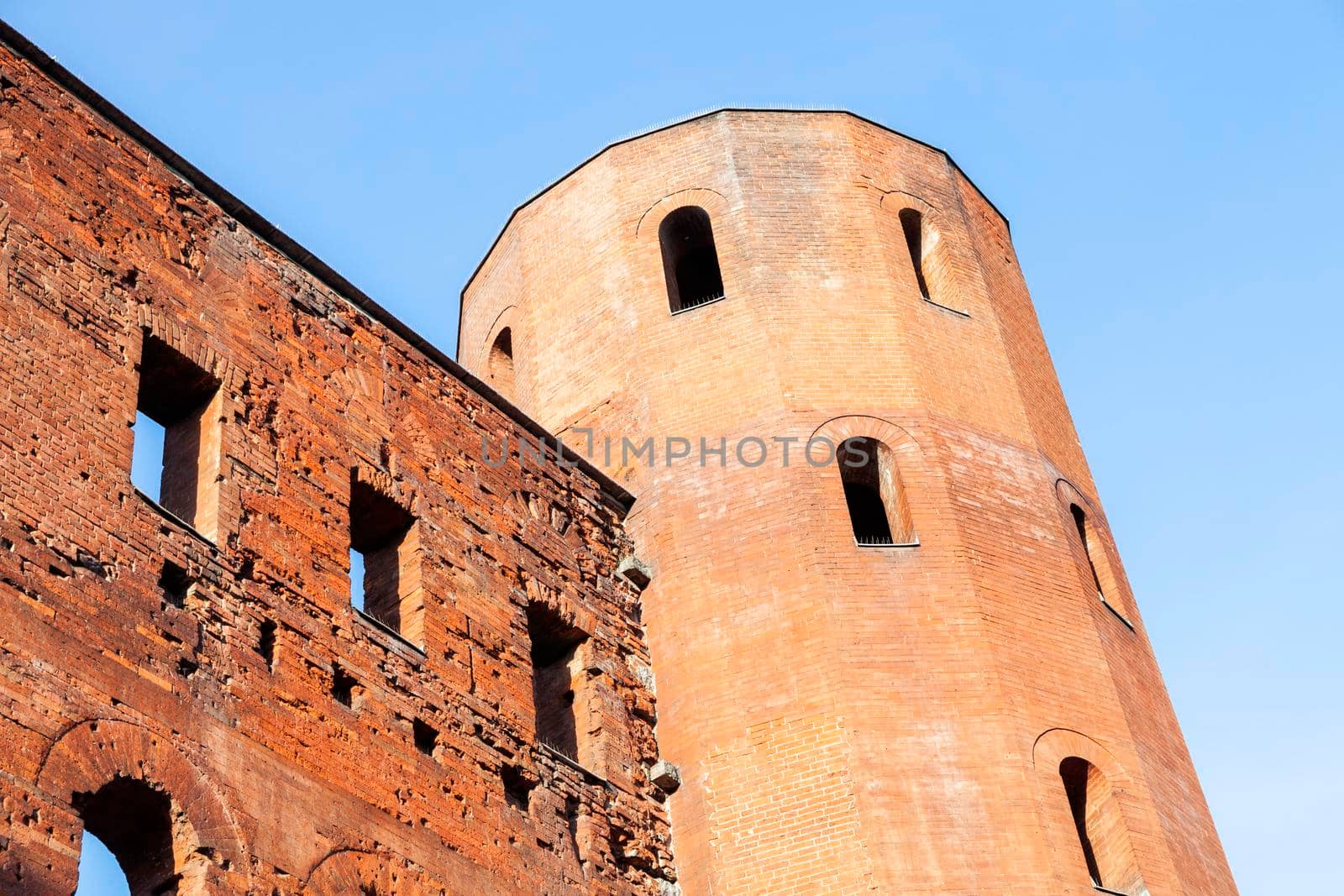 Porta Palatina - Palatine Towers in Turin. Turin, Piedmont, Italy