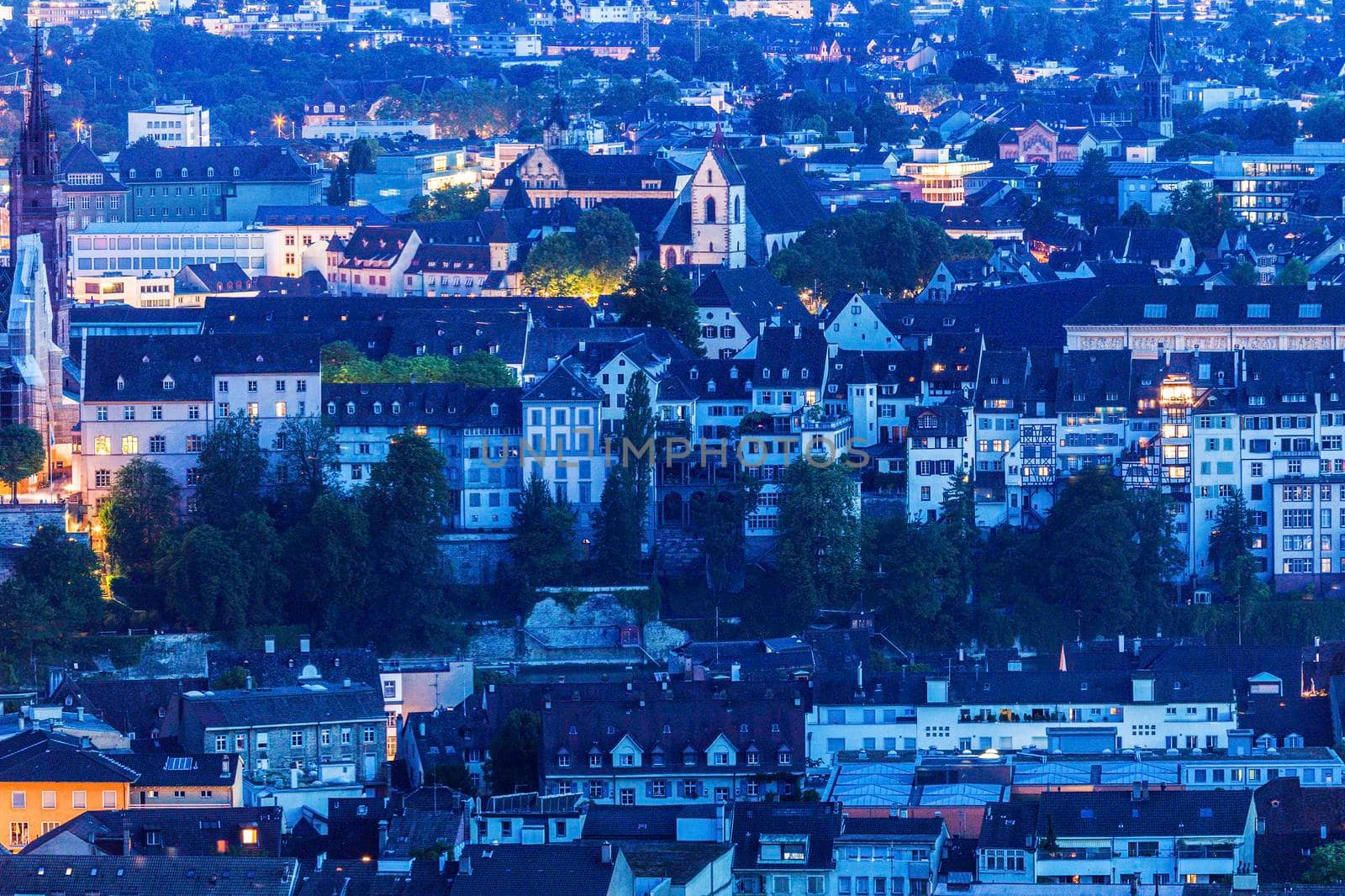 Aerial panorama of Basel. Basel, Basel-Stadt, Switzerland.