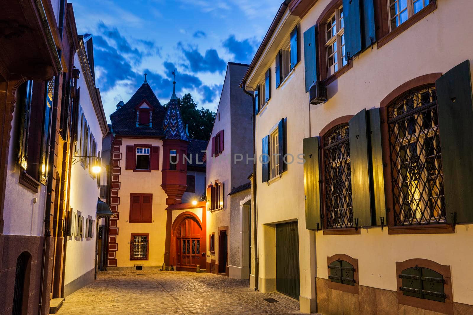 Basel old town street. Basel, Basel-Stadt, Switzerland.