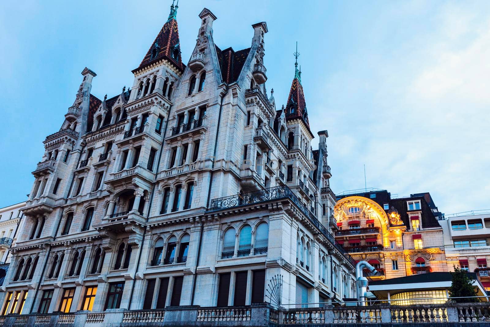 Old architecture of Lausanne. Lausanne, Vaud, Switzerland.