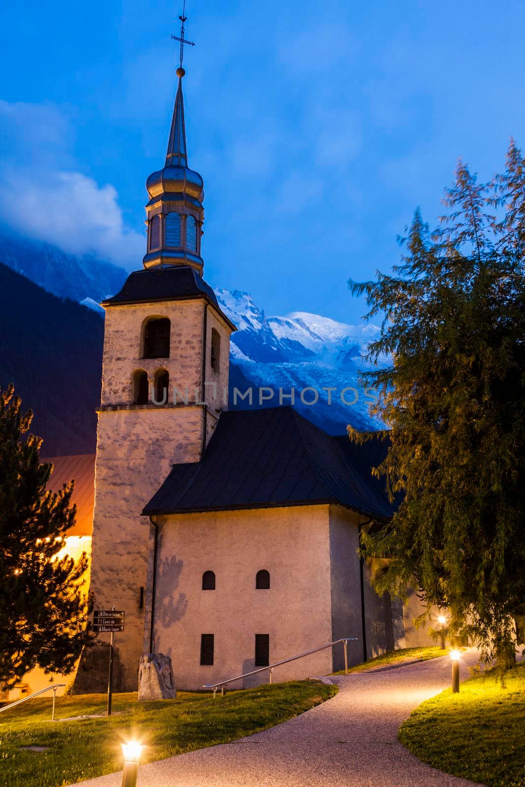 St Michel Church in Chamonix. Chamonix, Auvergne-Rhone-Alpes, France.