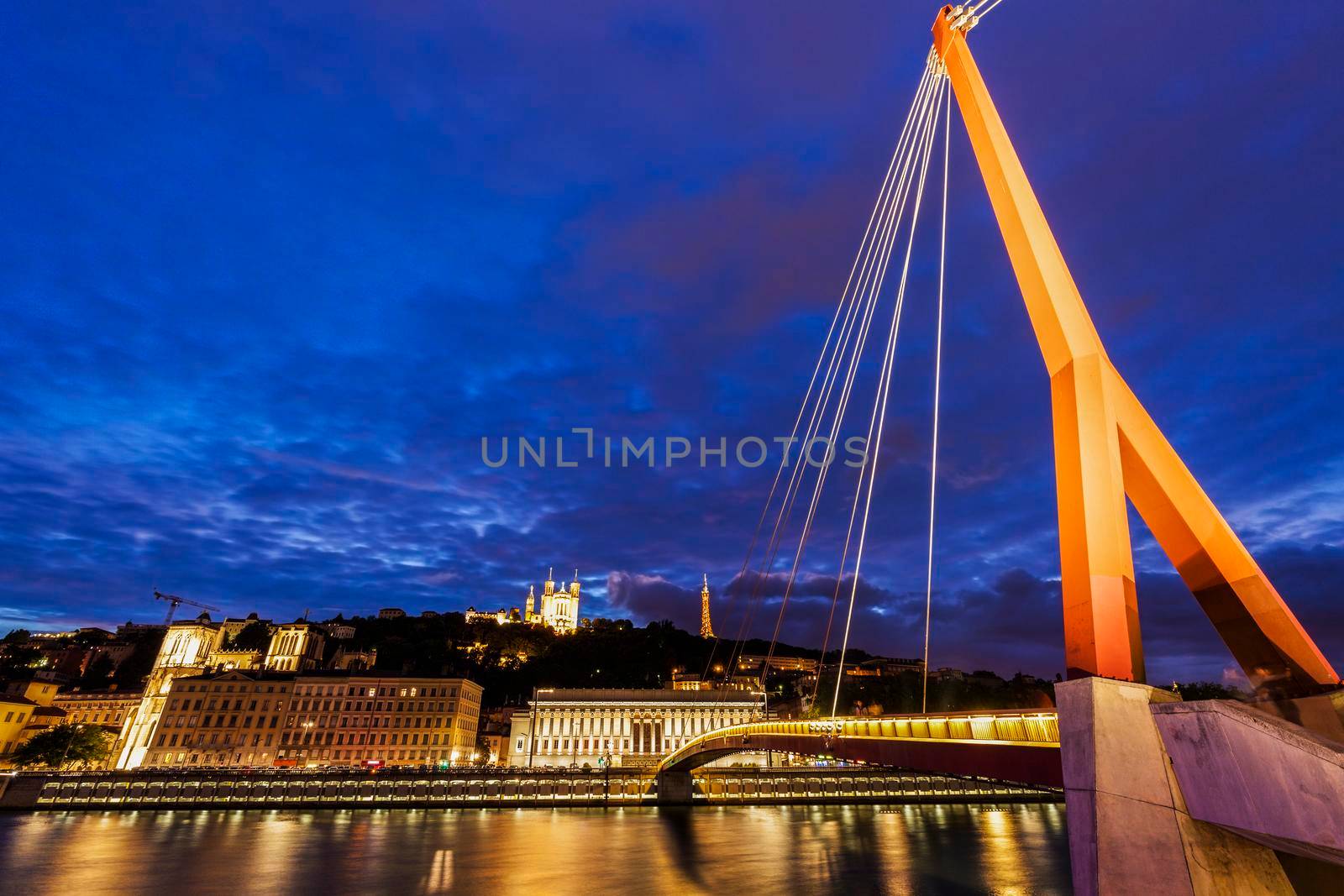 Gateway Courthouse footbridge in Lyon. Lyon, Rhone-Alpes, France.