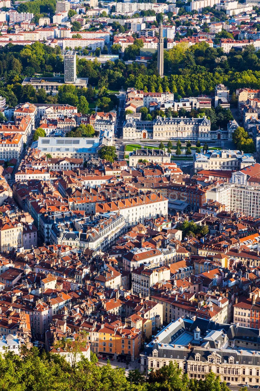 Grenoble architecture - aerial view. Grenoble, Auvergne-Rhone-Alpes, France.