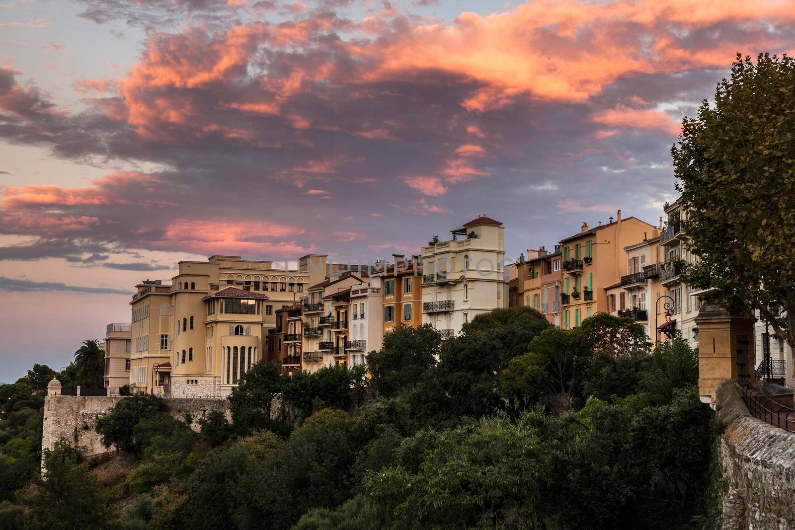 Sunset in Monaco. Monaco-Ville, Monaco.