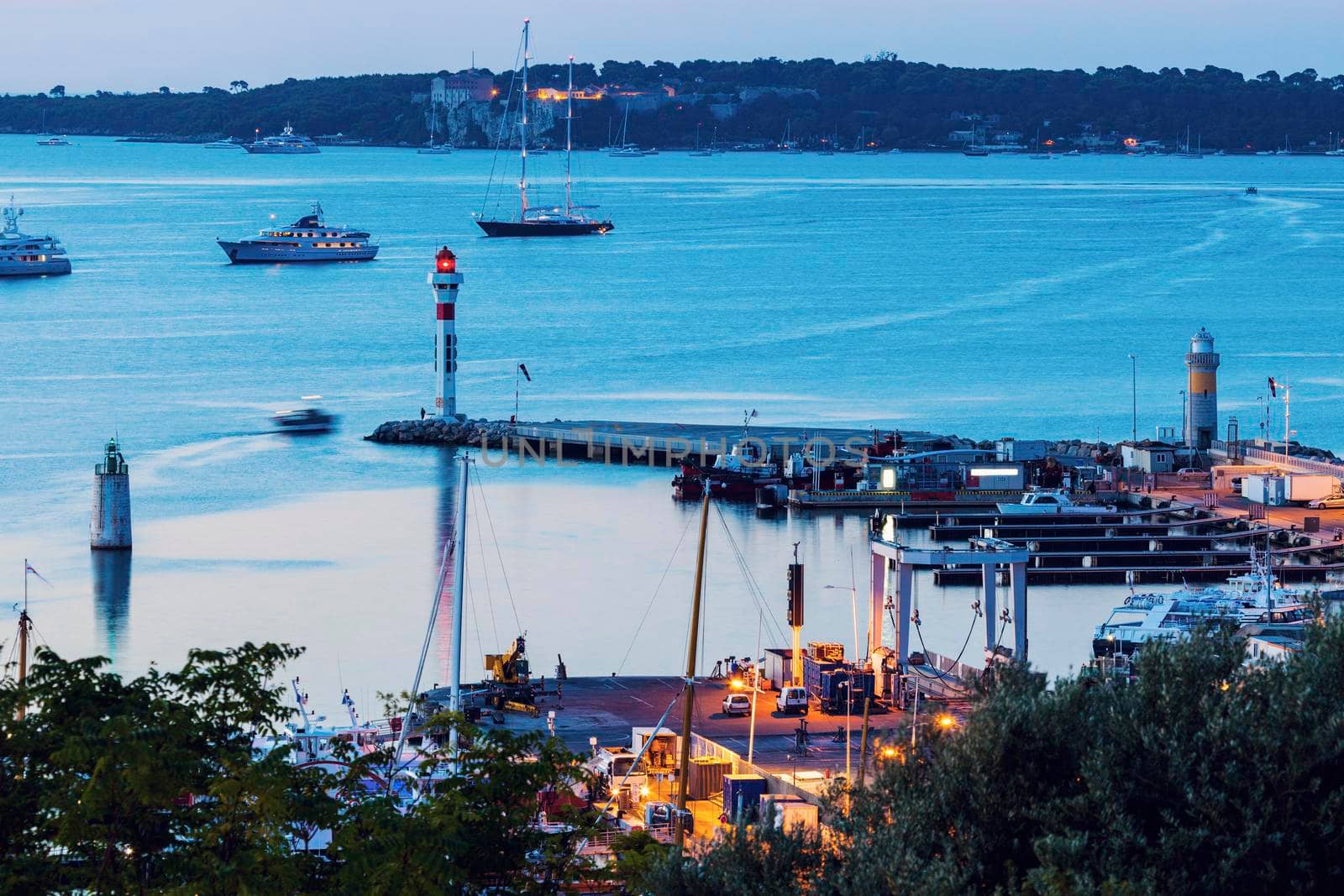 Lighthouses in Cannes at evening. Cannes, Provence-Alpes-Cote d'Azur, France