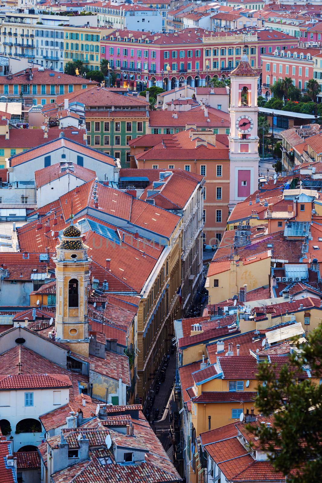 Aerial panorama of Nice at sunset by benkrut