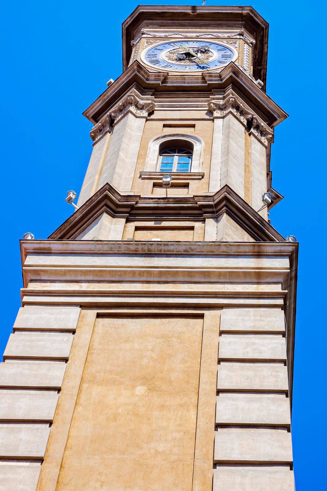 Nice Old Town - clock tower. Nice, French Riviera, France.