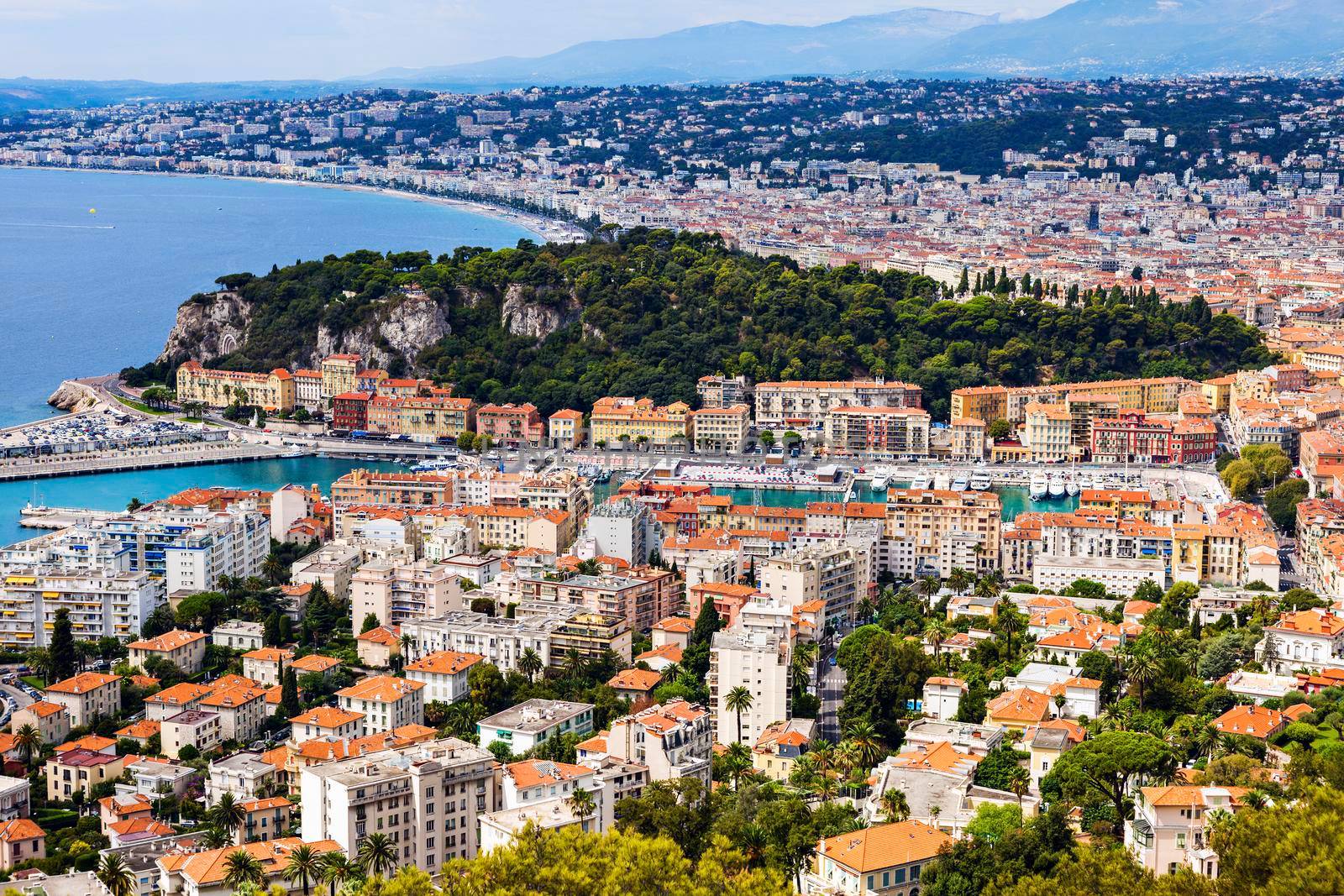 Nice panorama seen from Mt Boron. Nice, French Riviera, France.